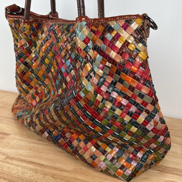 Ameri Leather Mosaic Woven Multi-Color Leather Bag - Picture 16 of 16